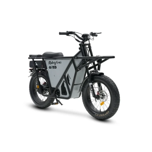 Riding Times GT53 krovininis elektrinis dviratis – galingas ir universalus modelis su dideliu krovinių skyriumi.