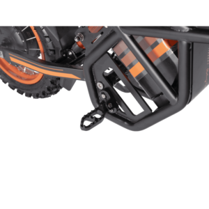 GT54 elektrinis dviratis 1000W – tvirtas plieninis rėmas, pedalų mechanizmas ir integruota baterija iš arti, apsaugota konstrukcija bekelės važiavimui