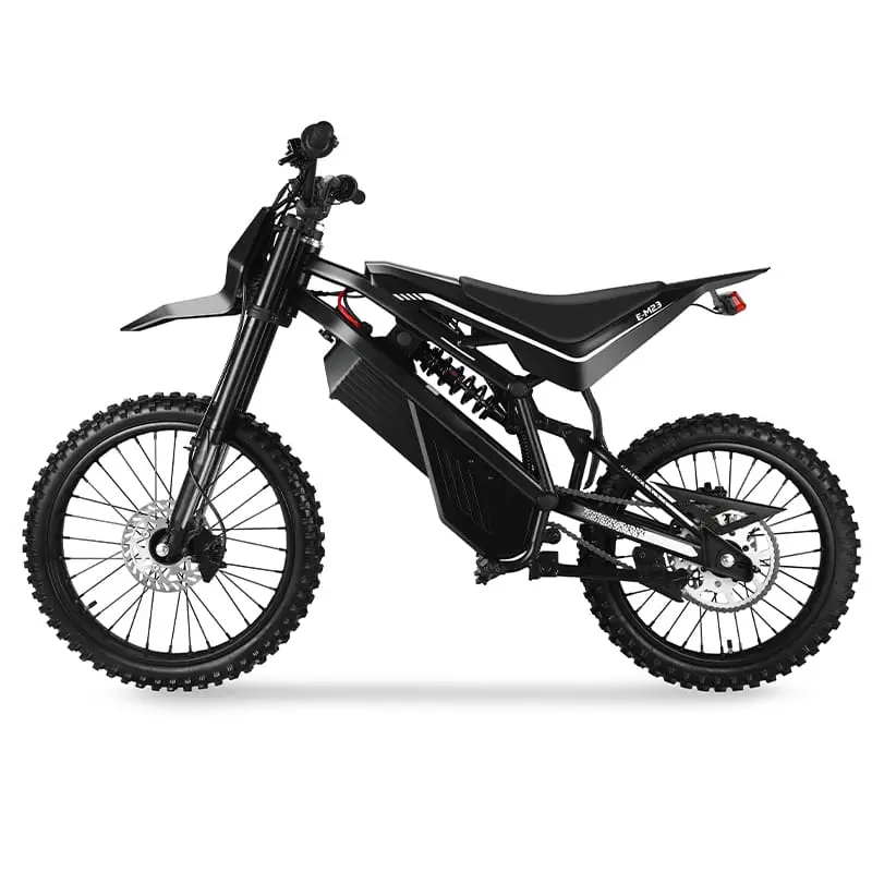 EM23 elektrinis motociklas 2500W juodos spalvos, vaizdas iš kairės pusės