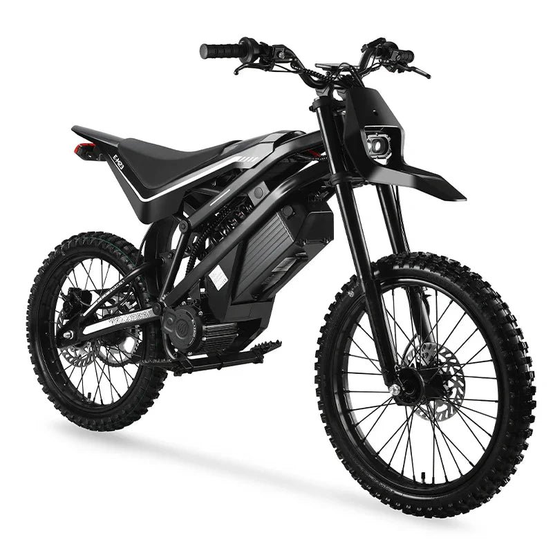 EM23 elektrinis motociklas 2500W – priekinis šoninis vaizdas su LED žibintu