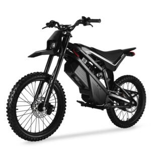 EM23 elektrinis motociklas 2500W – priekinis vaizdas su bekelės padangomis